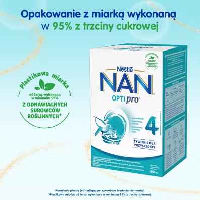 Nestle Nan Optipro 4 Junior Produkt na bazie mleka dla dzieci po 2. roku Zestaw 4 x 650 g