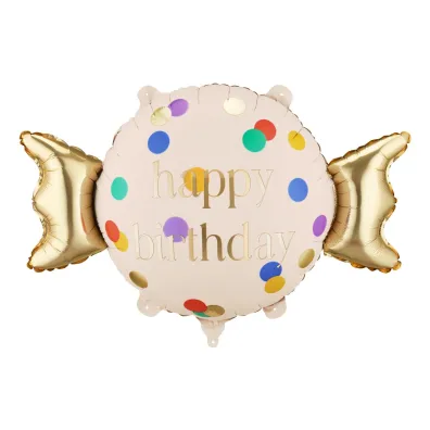 PartyDeco Balon foliowy Cukierek Happy Birthday, 61x37 cm, mix  1 op. / 1 szt.