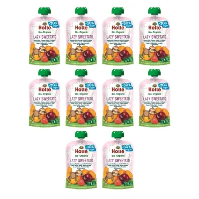 Holle Mus s�odki leniwiec (batat - �liwka - dynia - truskawka) bezglutenowy po 6. miesi�cu �ycia Demeter Zestaw 10 x 100 ml Bio