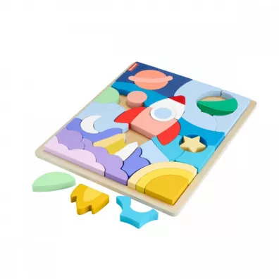 Fisher-Price. Drewniane puzzle kosmos Mattel