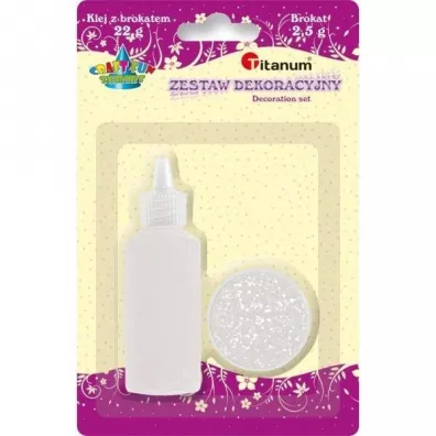 Titanum Zestaw klej z brokatem + brokat w s�oiczku bia�y