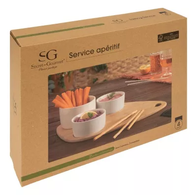 Secret de Gourmet Zestaw 4 miseczek na tacy Teardrop White