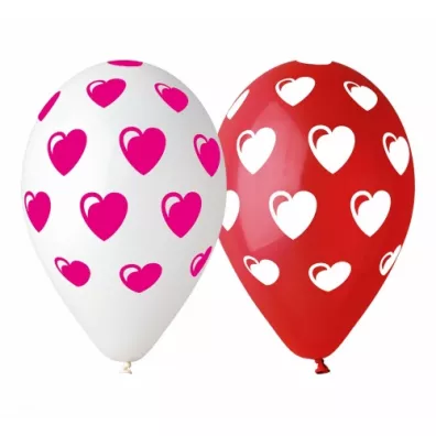 Godan Balon Premium Serca czerwono-biay 12cm