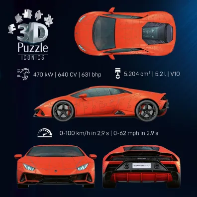 Puzzle 3D Lamborghini Huracn EVO-Arancio Ravensburger