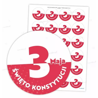 LearnHow Naklejki patriotyczne - 3 maja 40 mm 24 szt.