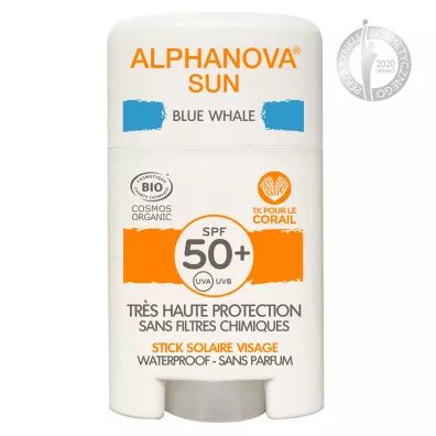 Alphanova Sun Krem z filtrem w sztyfcie do twarzy, SPF 50+, Blue Whale 12 g