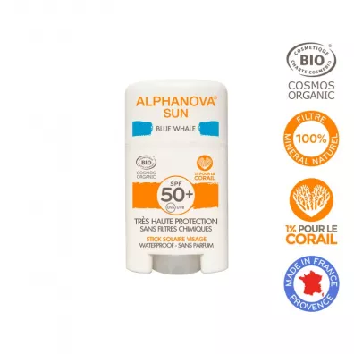Alphanova Sun Krem z filtrem w sztyfcie do twarzy, SPF 50+, Blue Whale 12 g