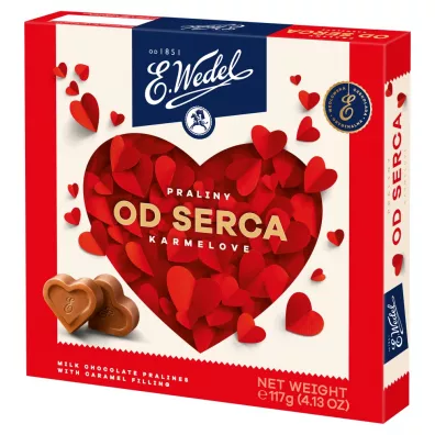 E.Wedel Bombonierka praliny od serca karmelove 117 g
