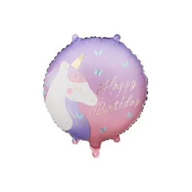 PartyDeco Balon foliowy pastylka Happy Birthday 35x35cm