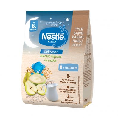 Nestle Kaszka Dobranoc mleczno-ryżowa gruszka dla niemowląt po 6 miesiącu 230 g