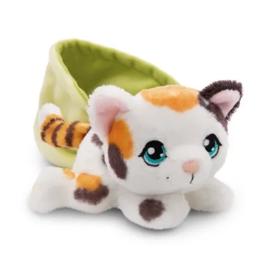 NICI 61332 Maskotka kotek w plamki 12cm w koszyku zielonym