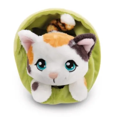 NICI 61332 Maskotka kotek w plamki 12cm w koszyku zielonym