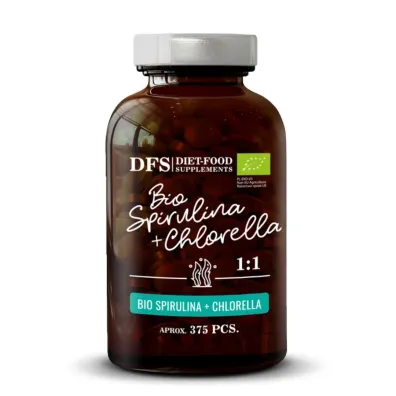 Diet-Food Spirulina Chlorella 400 Mg suplement diety 375 tab. Bio
