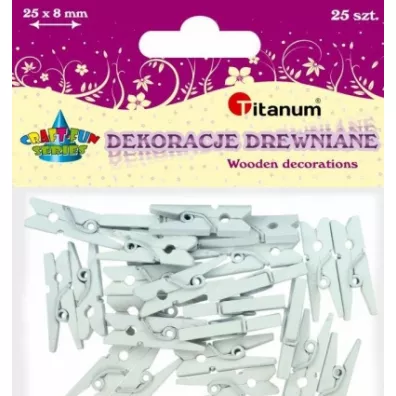 Titanum Klamerki drewniane biae 25 szt.