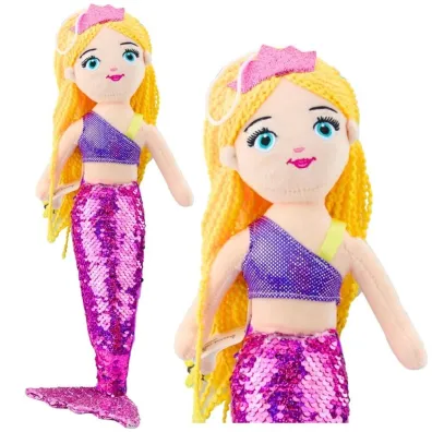 LeanToys Syrenka pluszowa ogon z cekinami fioletowa 48cm