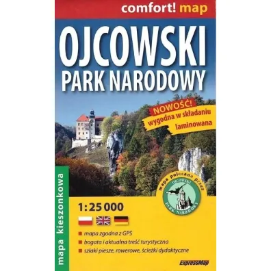 Ojcowski Park Narodowy kieszonkowa laminowana mapa turystyczna 1:25 000