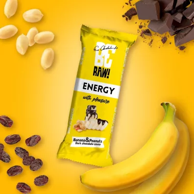 BeRaw Baton Energy Banana & Nuts zestaw 6 x 40 g