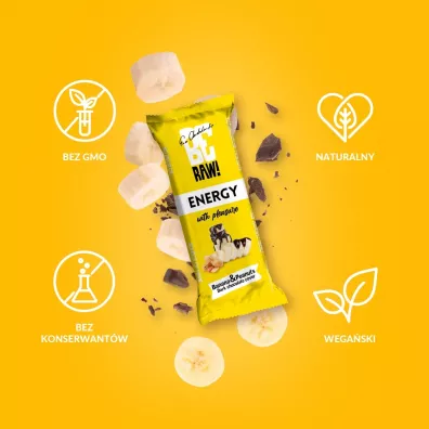 BeRaw Baton Energy Banana & Nuts zestaw 6 x 40 g