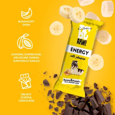 BeRaw Baton Energy Banana & Nuts zestaw 6 x 40 g