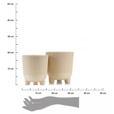 HowHomely Zestaw doniczek Harmony Eco wood piaskowy
