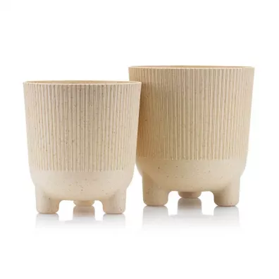 HowHomely Zestaw doniczek Harmony Eco wood piaskowy