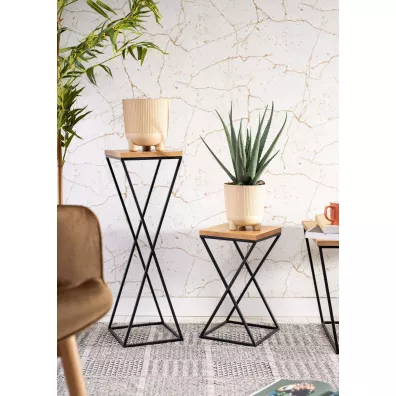 HowHomely Zestaw doniczek Harmony Eco wood piaskowy
