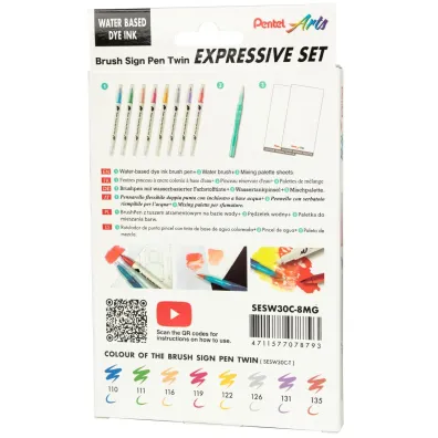 Pentel Pisaki p�dzelkowe Brush SESW30-ST8MGPL 8 kolor�w