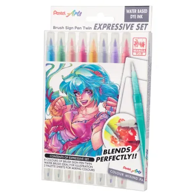 Pentel Pisaki p�dzelkowe Brush SESW30-ST8MGPL 8 kolor�w