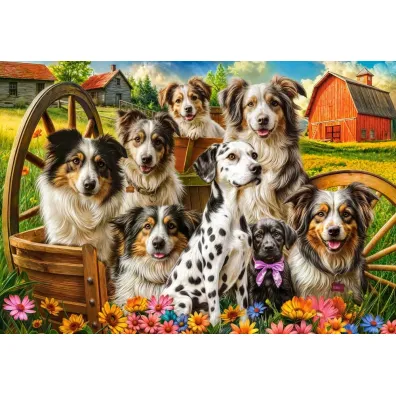 Puzzle 1000 el. Happy Dogs In The Countryside Castorland