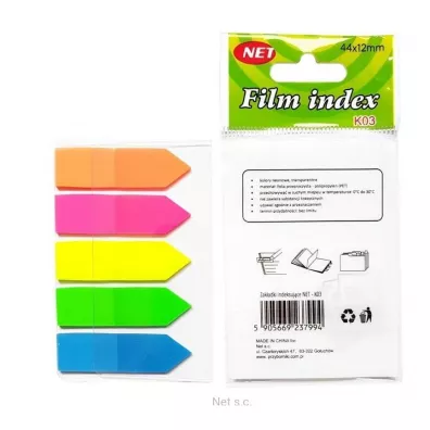 Net Zak�adki indeksuj�ce neon transparentne 5x25 kartek