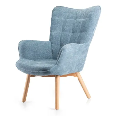 HowHomely Fotel z podnkiem Grella Blue