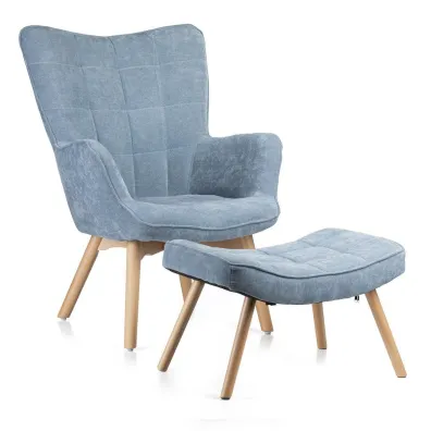 HowHomely Fotel z podnkiem Grella Blue