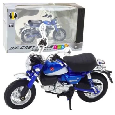 Motocykl retro metalowy ze �wiat�em niebieski 1:12 LeanToys