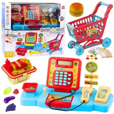 Zestaw sklepowy kasa + koszyk z d�wi�kiem LeanToys