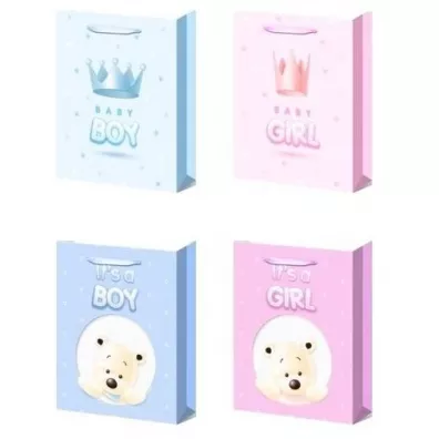 W&k Torebka prezentowa L Baby Girl Boy mix