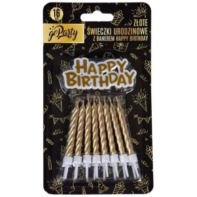 GoParty �wieczki urodzinowe z�ote HB