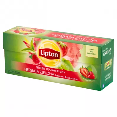 Lipton Herbata zielona Malina i truskawka 25 x 1,4 g