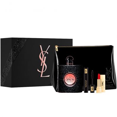 Yves Saint Laurent Black Opium Woda perfumowana spray 90ml + Mini Rouge Pur Couture 1 + Mini Mascara Volume Effet  + Kosmetyczka