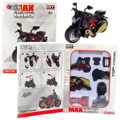 Motocykl do skr�cania metalowy 1:14 czerwony LeanToys