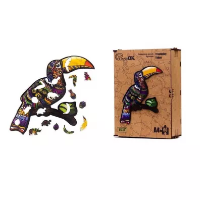 Puzzle drewniane eko 60 el. Tropikalny tukan A4 PuzzleOK