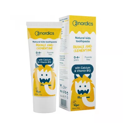 Nordics Pasta do z�b�w dla dzieci od 0 do 4 lat o smaku pomara�czy i klementynki bez fluoru 50 ml