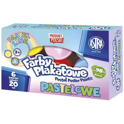 Astra Farby plakatowe pastelowe Standard box 6 x 20 ml