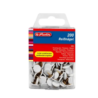 Herlitz Pinezki metalowe bia�e 200 szt.