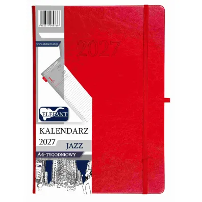 Kalendarz 2027 Jazz A4 tygodniowy czerwony