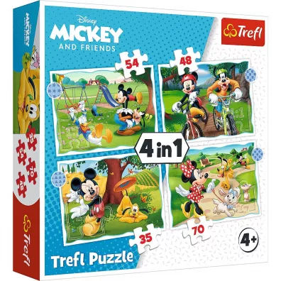 Puzzle 4w1 Fajny dzie Mickiego Trefl
