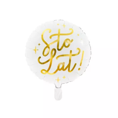 PartyDeco Balon foliowy Sto lat! biay 35cm
