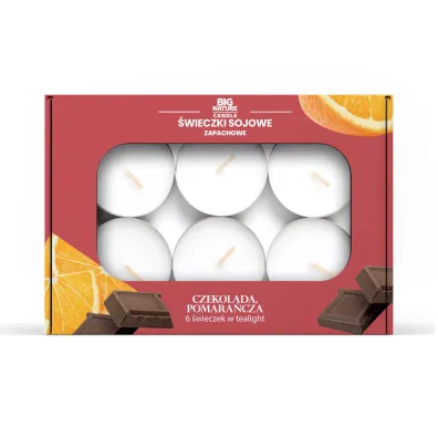 Big Nature �wieczki sojowa zapachowa tealight CZEKOLADA-POMARA�CZA 6 szt.