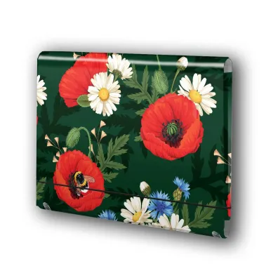 Penmate Teczka �amana a4 na gumk� t0127 kwiaty polskie maki w zieleni folia mat nierysuj�ca
