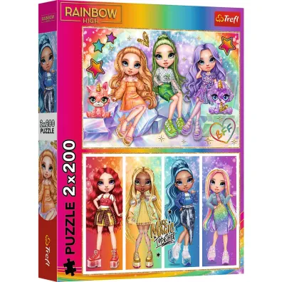 Puzzle 2x200 el. T�czowe lalki Trefl