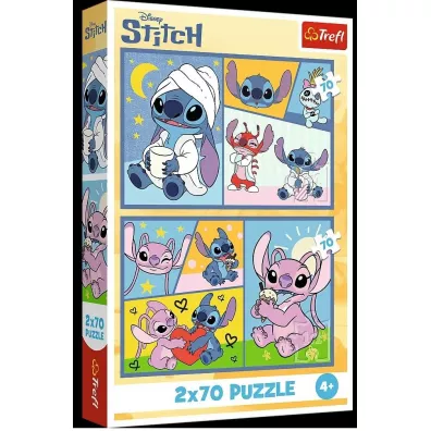 Puzzle 2x70 Ze Stitchem nie ma nudy TREFL